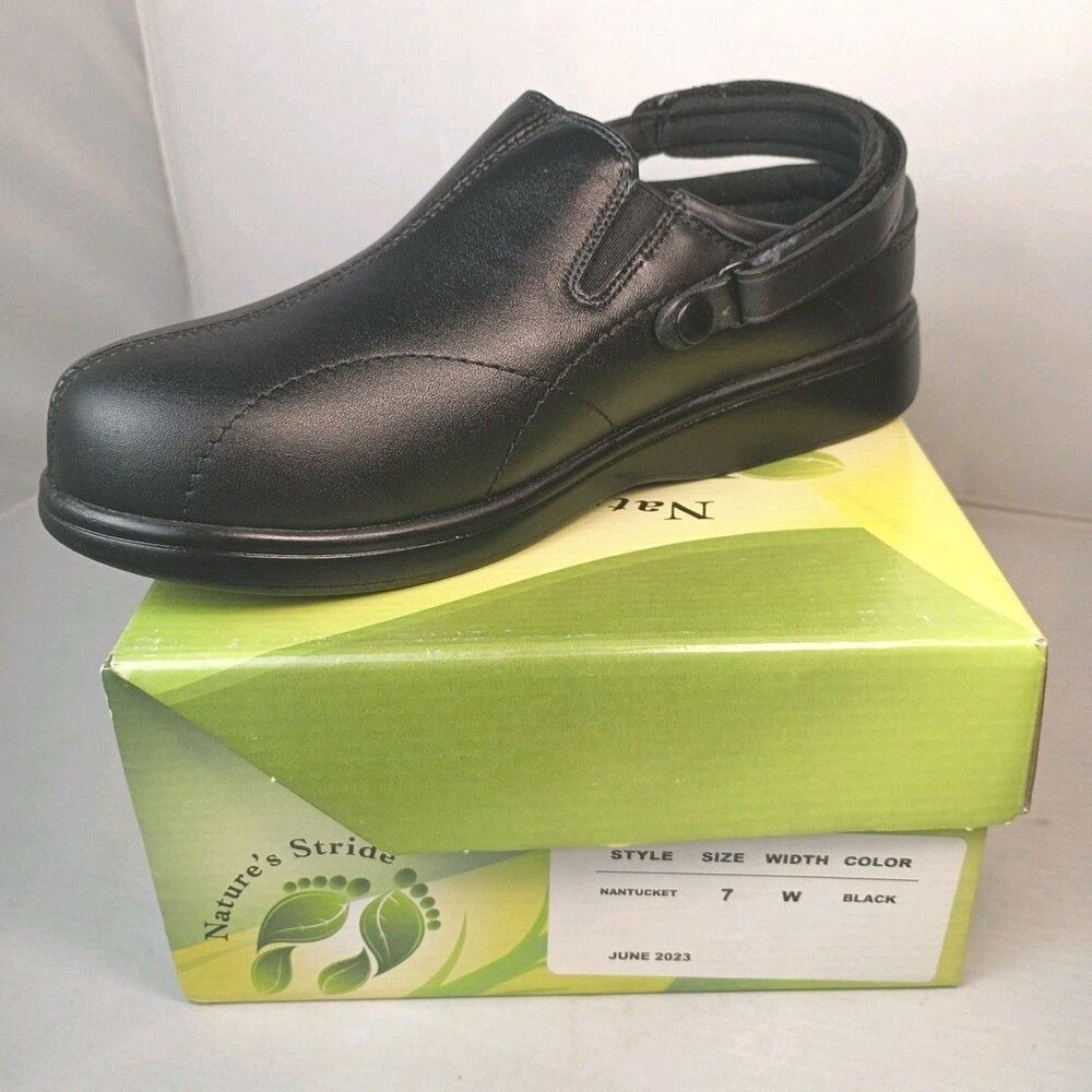 Nature's Stride Nantucket Therapeutic Shoes Women's Size 7 W Black Clogs